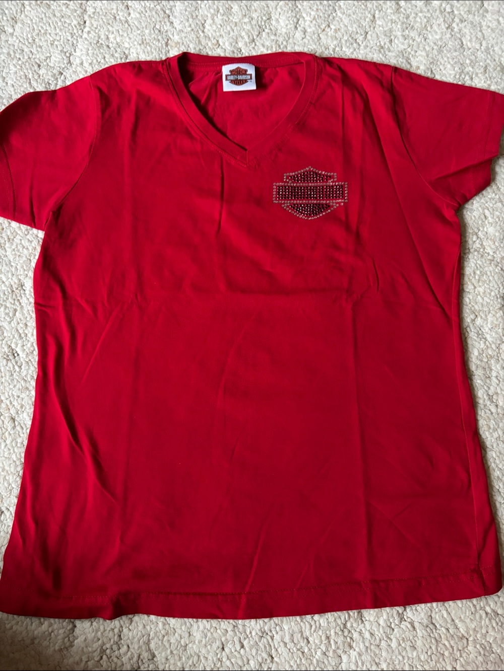 Harley-Davidson dealer exclusive Red V-Neck Tee with Studded Shield